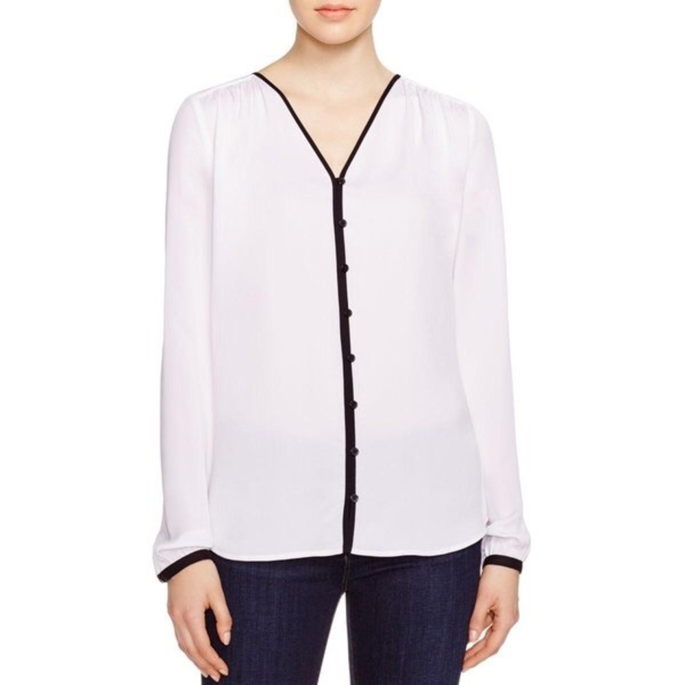 Micheal Kors silk blouse, V-neck, white, size S